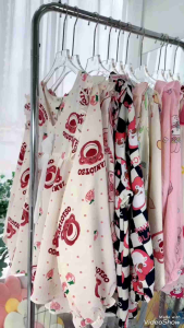 (BIGSIZE <70kg) °Đũi Xốp Thái° Set đồ Babydoll Cổ V Bèo Đùi Tay Dài Bộ ngủ mặc nhà đi chơi Thiết Kế in 5D họa tiết Hot Trend Đẹp Dễ thương tôn dáng