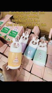 Bình Nước Lõi Thủy Tinh Bọc Nhựa 400ml Bình Nước Trẻ Em - Chai Vỏ Nhựa Lõi Thủy Tinh