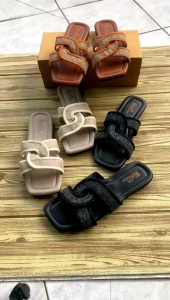 Sandal slop wanita model rantai terbaru//sandal wanita