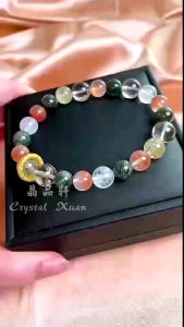 【现货 】 💰DIY手链▪️绿发晶 + 红毛兔 + 金发晶 + 蓝针 手串 Green Rutile Quartz + Red Hair Quartz (Strawberry Rutile) + Golden Rutile + Blue Rutilated Quartz Bracelet |通财运 ✦ 开人缘 ✦ 提智慧 ✦ 守护气场|