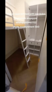 Loft bed with wardrobe customize for helper room singapore