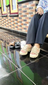 Sandal Wedges Wanita Kekinian Korean Style Terlaris BE-02realpick100%COD