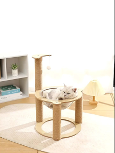 [QPet]🚀Cat Climbing Frame Scratching Pole Vertical Transparent Cat Nest Semicircle Summer Cat Space Capsule Big Cat