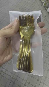 ✔️(1แพค6ชิ้น มีคลิปรีวิวสินค้า) ซ้อม ช้อนซ้อม ซ้อมขนมหวาน ช้อนซ้อมคาเฟ่ เคลือบทอง fofo sk982 (1836751266)