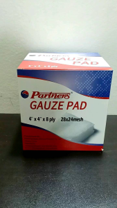 1 Box Gauze Pad 4x4x8 Ply Partners 100s/Box
