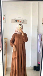 HANUM DRESS - KATUN RAYON - BAHAN ADEM - UKURAN L-XL-XXL - FASHION MUSLIMAH - COD