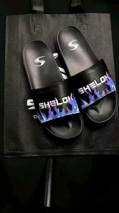 SHELOK - Sandal Slide On Pria Wanita Motif Api Abu Abu