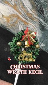 CHRISTMAS WRATH KECIL MINI DIAMETER 6CM HIASAN KUE TART TOPPER KUE TART NATAL AKSESORIS NATAL
