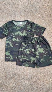 ชุดเด็ก ลายทหาร แขนสั้น+ขาสั้น ผ้าไมโครนิ่มใส่สบาย โพลีเอสเตอร์ ทหารดิจิตอล (ส+ส)แขนสั้น+ขาสั้น