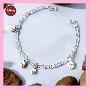 🌈AAbaby Galleries AA435 Original Baby Silver Anklet Bracelet Mickey Eye Drum Rantai Kaki/Gelang Bayi