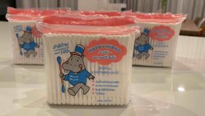 Happy Hippo สำลีก้าน แพ็คคู่ (200 ก้าน)