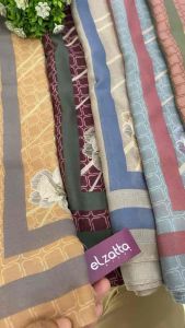 Kerudung Segiempat Elzatta Kaila Flower Monogram Best Seller