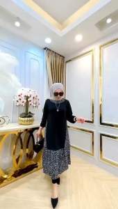 MIDI DRESS KNIT MIX KATUN - Midi Dress simple elegant All Size up To XXL