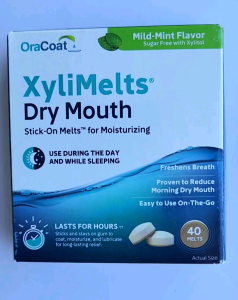 Xylimelt เม็ดอมให้ความชุ่มชื้นในปาก เม็ดอมชุ่มปาก สำหรับท่านที่ปากแห้ง กล่องบรรจุ 40 เม็ด Xylimelts dry mouth Stick-on melts for moisturing 40 tablets