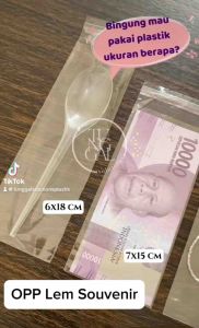 (GROSIR - 1000 lembar) Plastik OPP Lem - ukuran 9x15 8x22 8.5x22 9x22 9.5x22 - tebal 0.17 mikron ada lem perekat : Plastik souvenir undangan sendok snack makanan kering kue jajan pasar makroni/makaroni mi lidi/ biting alat tulis