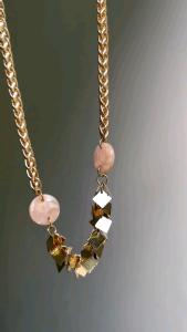 DaVee Gold shape fancy western look Pink resin long necklace