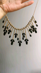 DaVee Black gems gold necklace Retro Vintage necklace Ancient Roman western look necklace