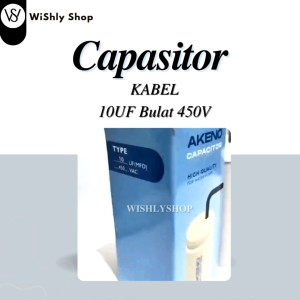 KAPASITOR 10UF 450VAC BULAT KABEL MEREK AKENO