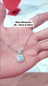 Best Quality Kalung Itali Liontin Full Permata Kotak Import Stainless Steel Terbaru Kekinian Bisa COD