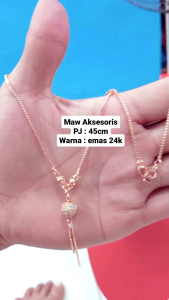 Cute Jewelry  Kalung Koye Liontin Bulat Rumbai Full Permata Solitaire Gold Terbaru Kekinian