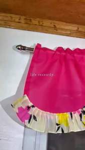 Scallop Plain Valancer with Printed Ruflles Curtain