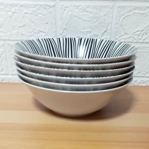 SET FOR 6 PIECES CERAMIC ZEBRA EMBOSSED PRINT RAMEN BOWL / SOUP BOWL / SALAD BOWL SIZE 20 CM X 6 CM
