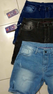 Celana jeans pendek sobek whisker Fashions pria