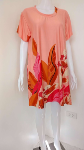 Plus Size Terno Short w/ Slit Dress 2XL/3XL Cotton Spandex Printed Homedress