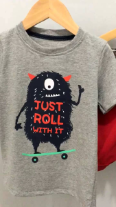 Setelan Anak Cowok Abu Monster Size 1.2.3Tahun Murah