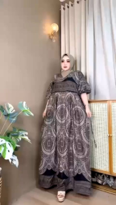 Dress wanita katun Rayon lengan balon terbaru