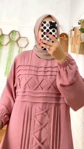 Dress Abiya Bahan linen slup Airflow import LD 110 PB 140