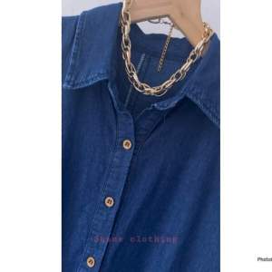 SHANE CLOTHING ADELINE DRESS DENIM LONG NEW MODEL/ MIDI DRESS WANITA LENGAN PENDEK 8226