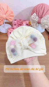 Mũ Turban Đính Nơ Phối Hạt Bông Nhiều Màu Phong Cách Ấn Độ Cho Bé Gái - Nón Mũ Che Thóp Giữ Ấm Bé Gái
