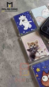 MOLAN CANO SILKY PRINT ARYLIC CARD CASE | TnG CARD CAN DETECT | N52 MAGNETIC (extra stick-on metal ring provided)
