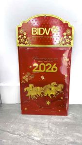 Lịch Tết Ngân Hàng Bloc siêu đại BIDV kích thước 26x38cm