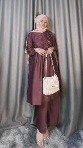 Setelan Tunik Polos Lupita One Set Tunik Polo Linen Polos Cantik Terbaru