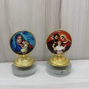 Tượng xoay để xe ô tô để bàn in hình Chúa Giê-Su hình Đức Mẹ - Quà tặng Công Giáo
