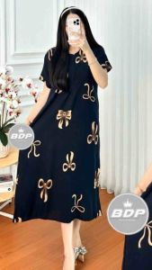 Series Hitam || Daster Viral Terbaru Busui Rayon Premium Resleting Depan