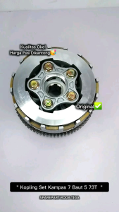 kampas kopling set + mangkok 73t kampas 7 baut 5 (GS 27A) sparepart roda tiga