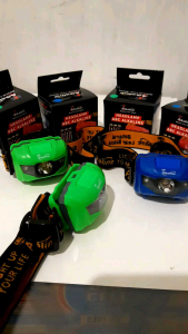 Senter Lampu Kepala [1] + Baterai Abc AAA Alkaline [3] tidak perlu di cass cukup pakai baterai AAA x 3