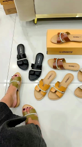 Sandal flat wanita kulit papirut garut model sol Aquila