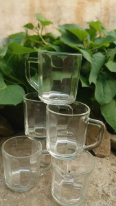 TERMURAH!!! GELAS KOPI/GELAS KACA TEBAL (6PCS) GELAS GAGANG BENING/GELAS KACA POLOS