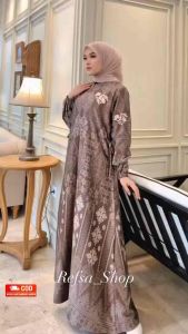 Gamis Silk Premium| Quality A Gamis Cantik Motif Bunga Terbaru| Ready Seragaman| Busui Frendly