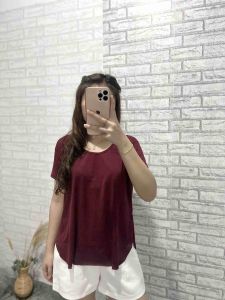 Kaos V-Neck Oval Polos Wanita - Kaos Vneck Lengan Pendek Korean Style