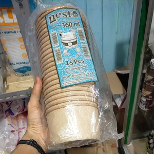 Paper Bowl Kraft NESTO Isi 25 pcs ( TANPA TUTUP) /Laminasi Coklat / Mangkok Kertas
