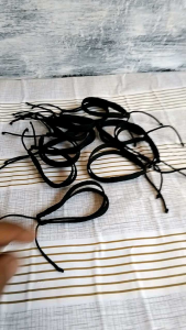 COD Gelang Pria Wanita Gelang Tali Sepatu Hitam Polos 2 Layer