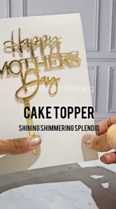 CAKE TOPPER HAPPY MOTHERS DAY hiasan kue tart emas gold tusukan tancapan hiasan atas parcel souvenir hantaran selamat hari ibu hadiah kado murah
