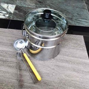 Dandang Bakso 22cm Model Viral Tutup Kaca Sekat 3 Centong Capit