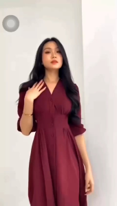 Dress Crinkle Midi Casual Busui Friendly | Dress Midi Crinkle Airflow Korean Style | Dress Natal Terbaru