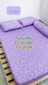 BỘ DRAP GA THUN HÀN QUỐC HOA NHÍ TÍM CHẤT ĐẸP 4 MÓN